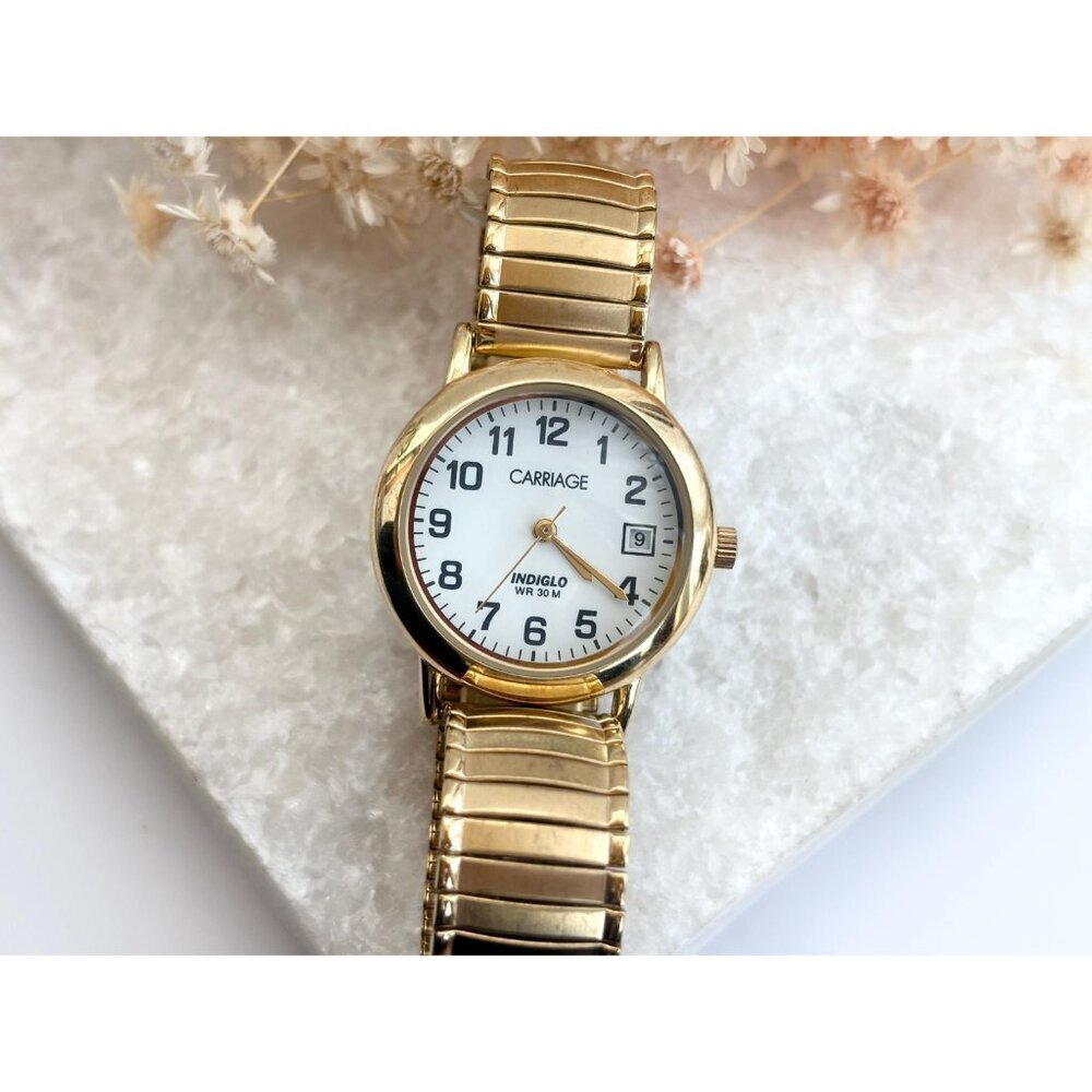 Carriage by Timex C3A151 BACK LIT! Gold Toned Vintage Wristwatch - 28mm - WORKS! - Picture 2 of 13